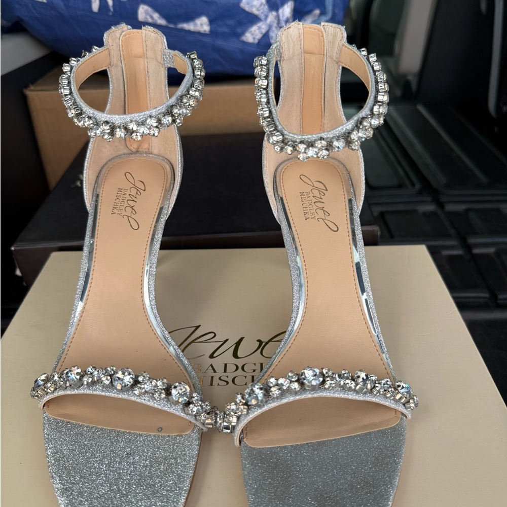 Jewel Badgley Mischka Glittering Silver Heels